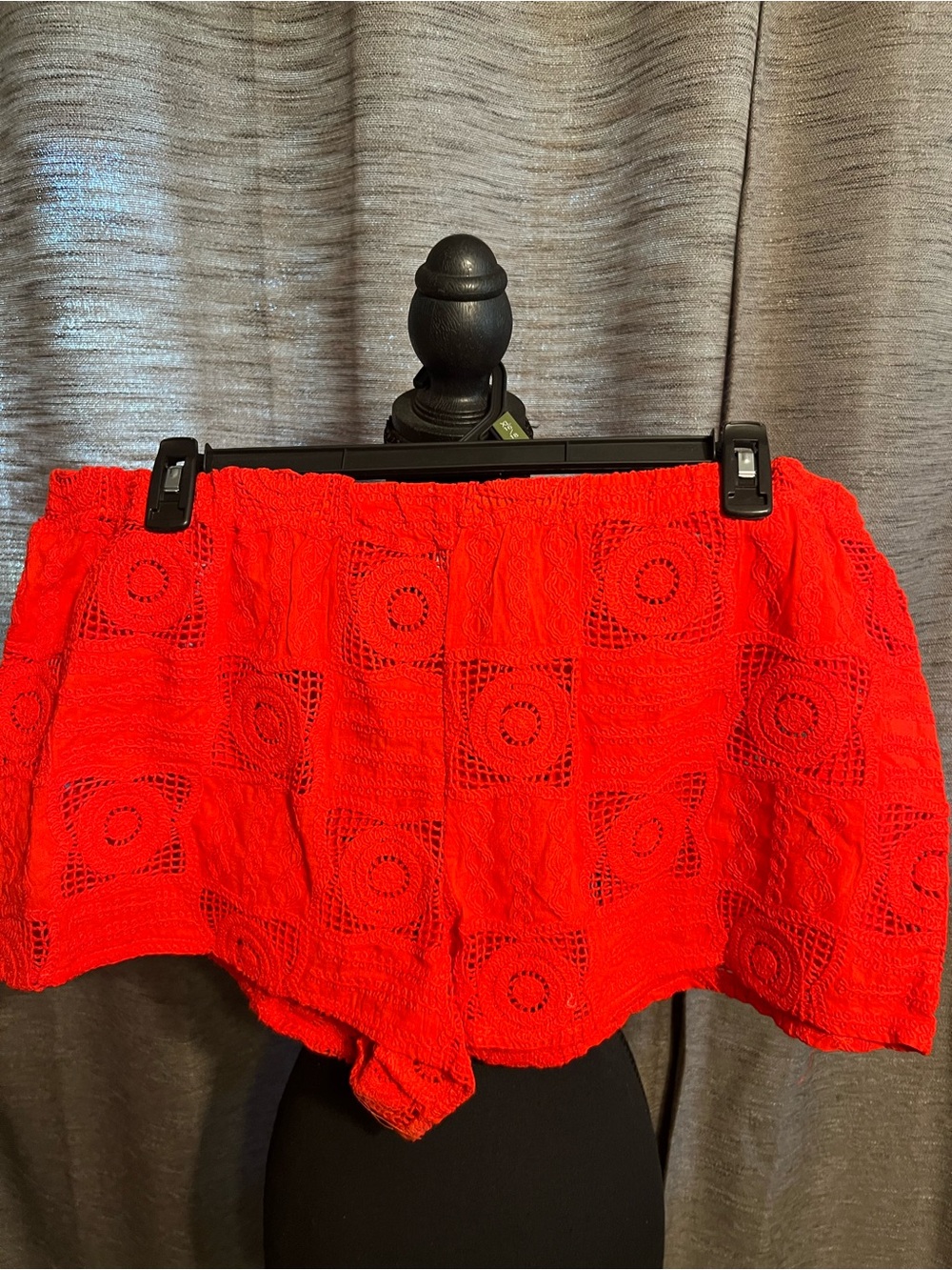 Red Crochet Bathing Suit Cover Shorts